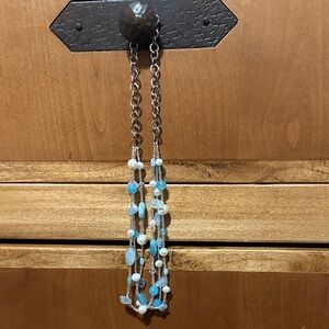 Pearl and blue bead necklace